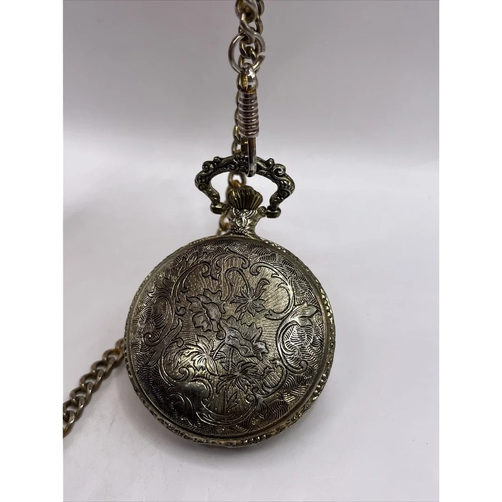 Mercedes 1903 Quemex Quartz Pocket‎ Watch 47mm Case w/ Chain- New Battery